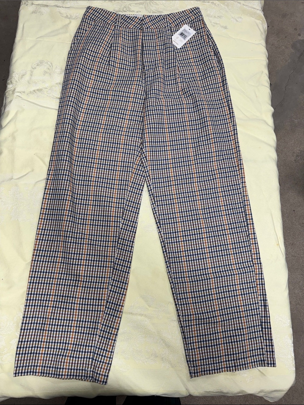 Brixton Navy and Tan Checked Women's Trousers